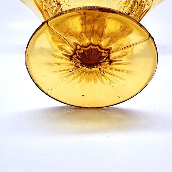 Imperial Glass Hobstar Amber Compote Pedestal Compote  Ruffled Bowl Candy Dish - Picture 4 of 7